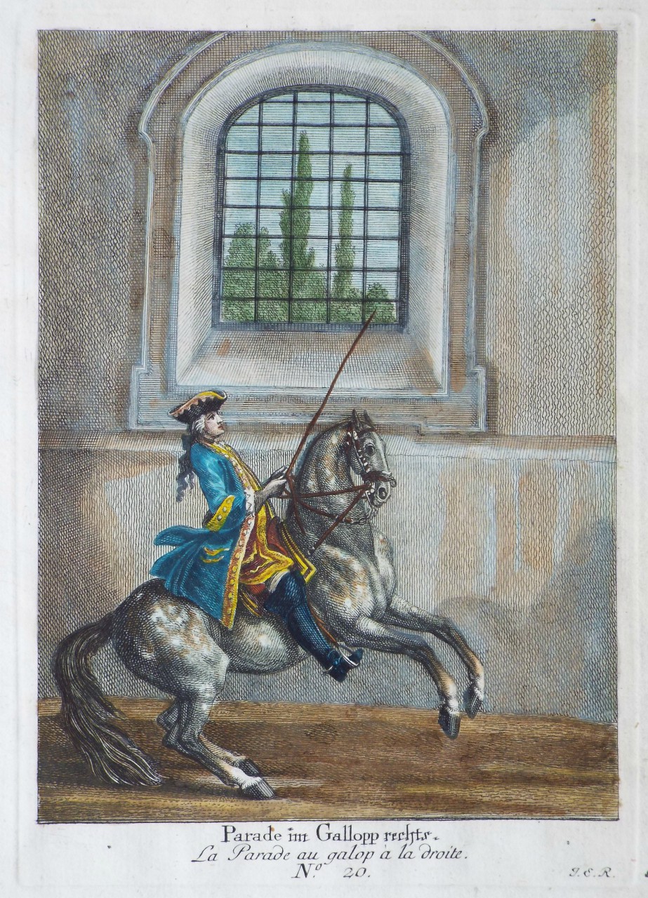 Print - Parade imm Gallopp rechts. La Parade au galop a la droite. No. 20. - Ridinger