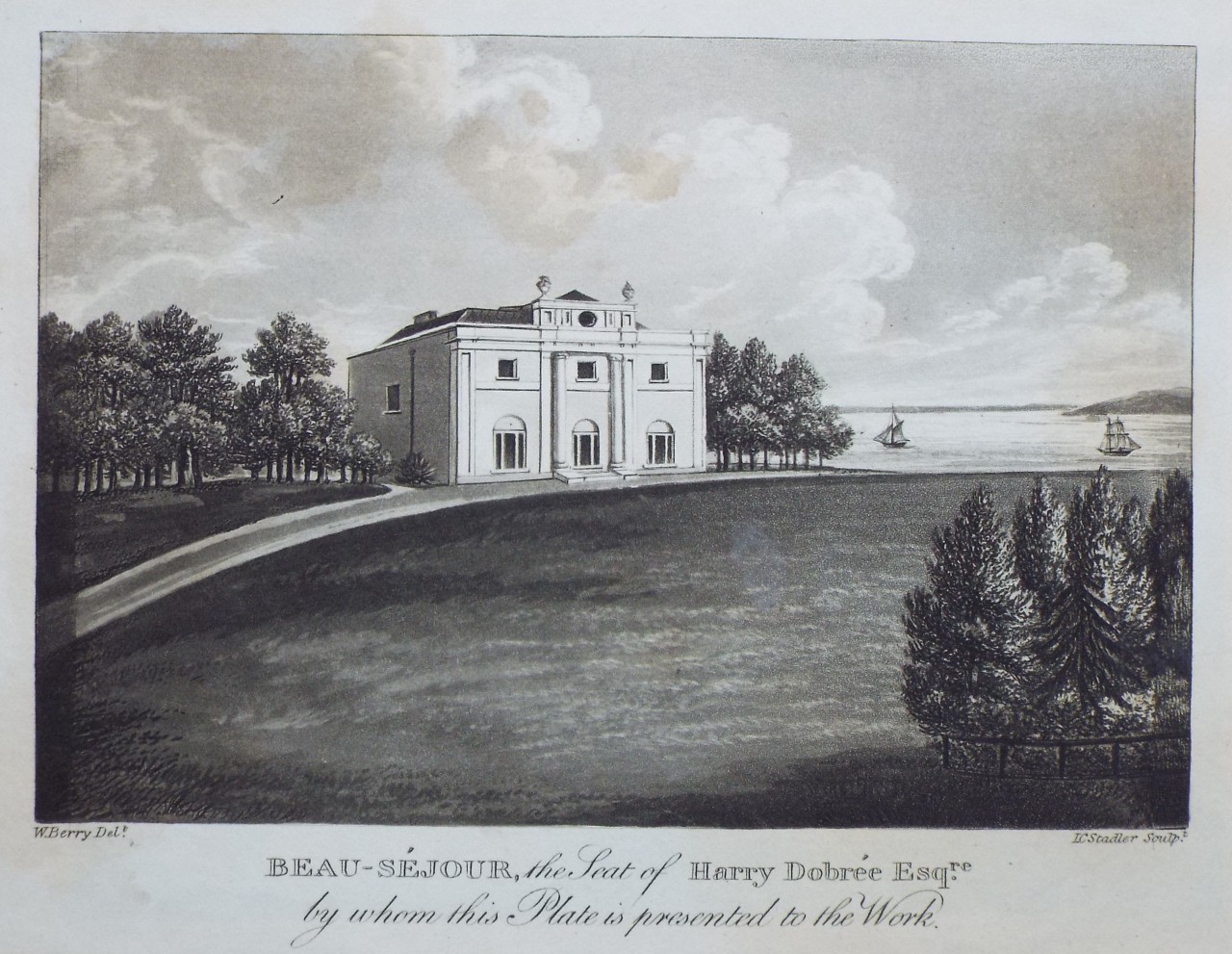 Aquatint - Beau-Sejour, the Seat of Harry Dobree Esqre. - Stadler
