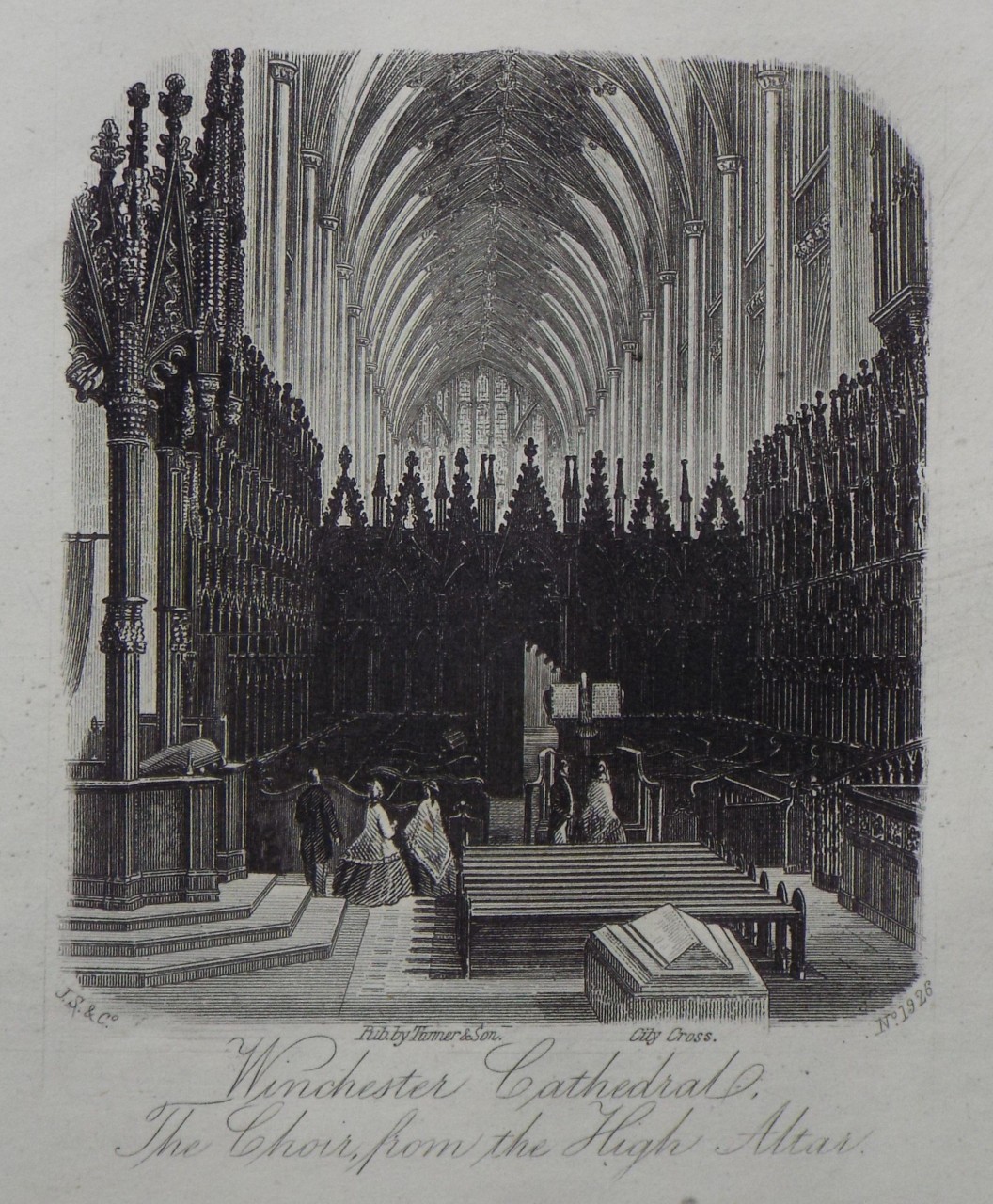 Steel Vignette - Winchester Cathedral, The Choir, from the High Altar. - J