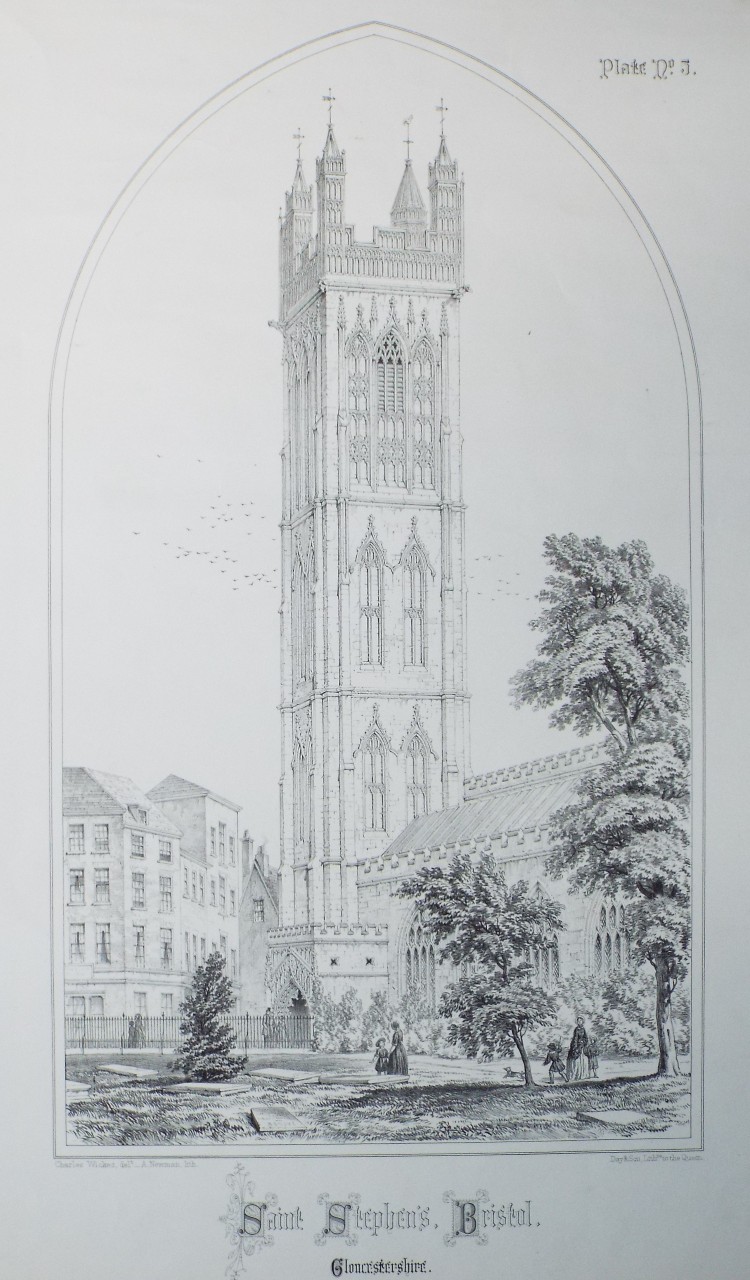 Lithograph - Saint Stephen's, Bristol, Gloucestershire.