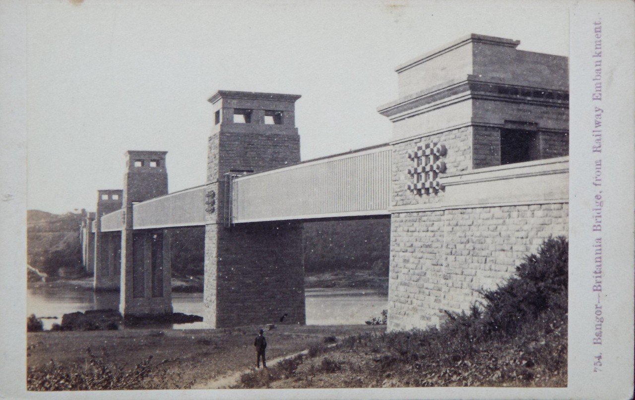 Photograph - Bangor - Britannia Bridge, from Railway Embankment