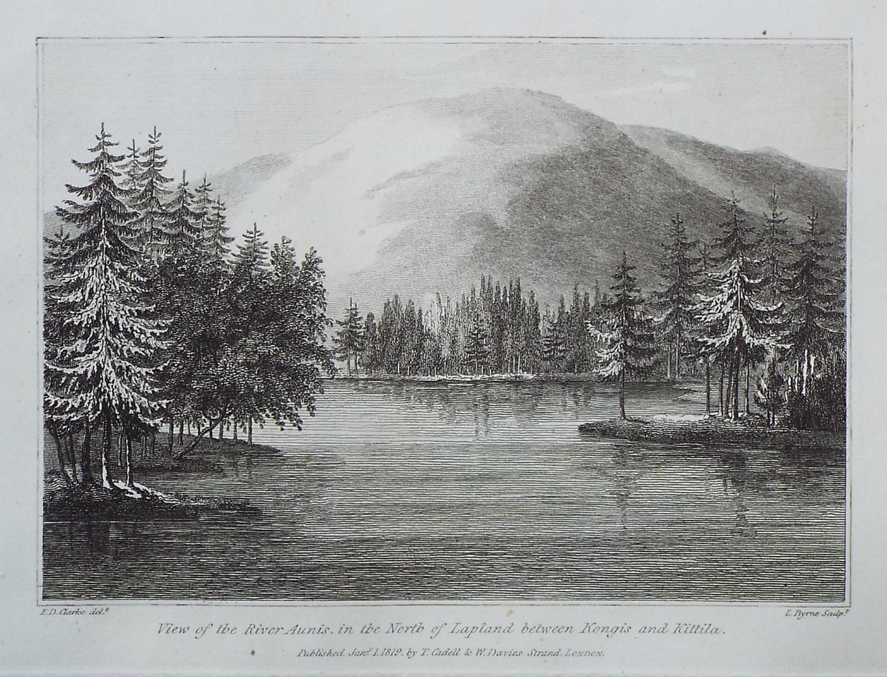 Print - View of the River Aunis, in the North of Lapland between Kongis and Kittila - Byrne