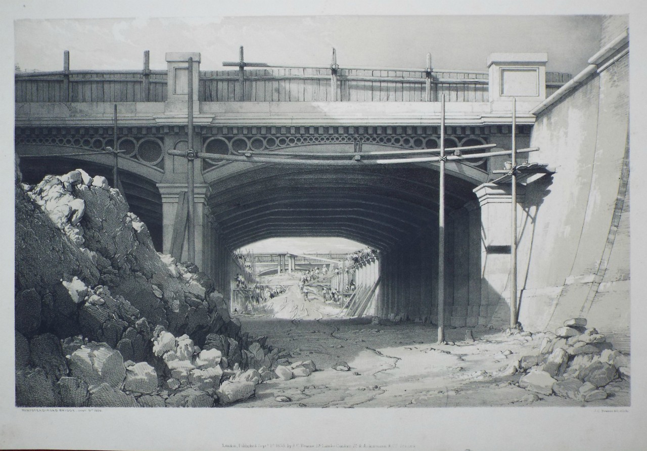 Lithograph - Hampstead-Road Bridge. Sept. 5th 1836. - Bourne