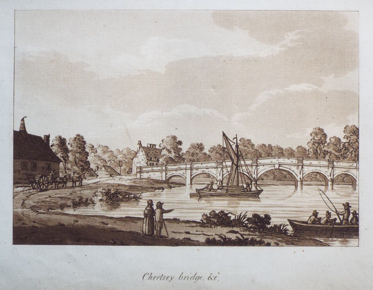 Aquatint - Chertsey bridge, &c. - Ireland