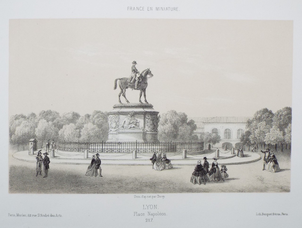 Lithograph - Lyon. Place Napoleon. - 