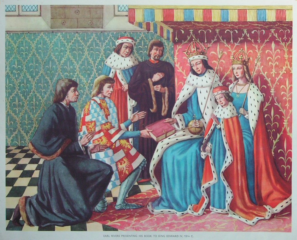 Lithograph - 50 Earl Rivers Presenting his book to King Edward IV, 15th C.