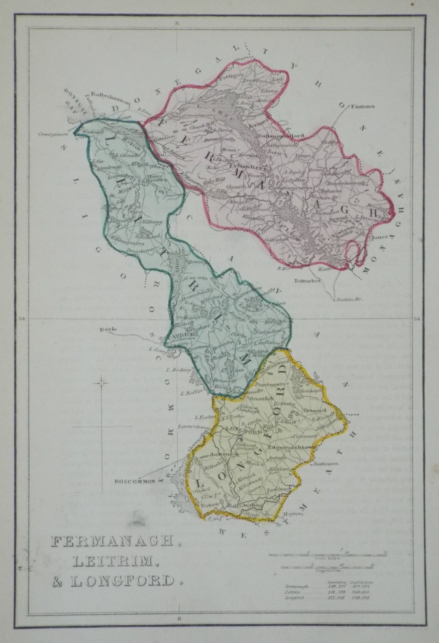 Map of Fermanagh, Leitrim and Longford