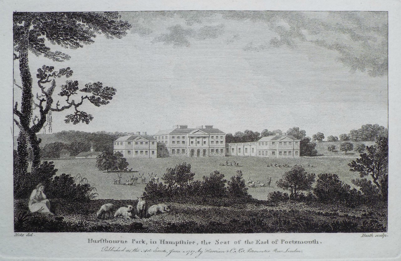 Print - Hurstbourne Park, in Hampshire, the Seat of the Earl of Portsmouth. - 