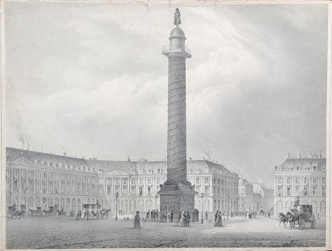 Lithograph - Vue de la Colonne et de la Place Vendome - Arnout