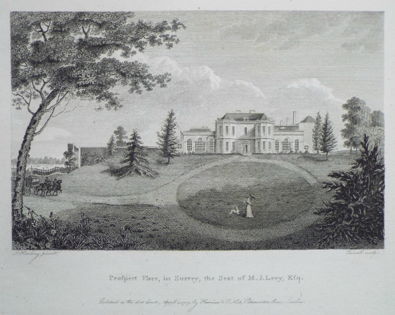 Print - Prospect Place, in Surrey, the Seat of M.J.Levy, Esq. - 