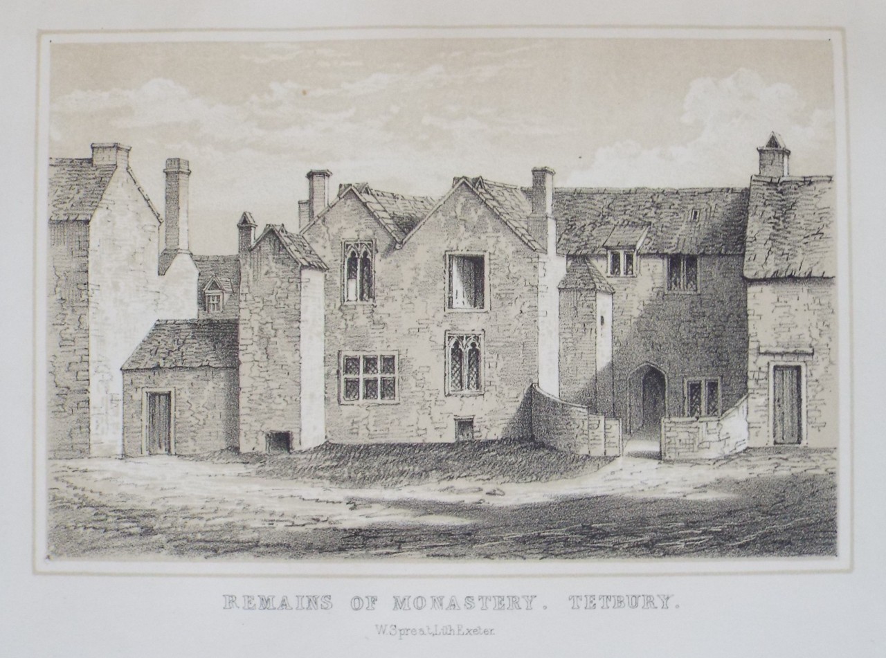 Lithograph - Remains of Monastery, Tetbury. - Spreat