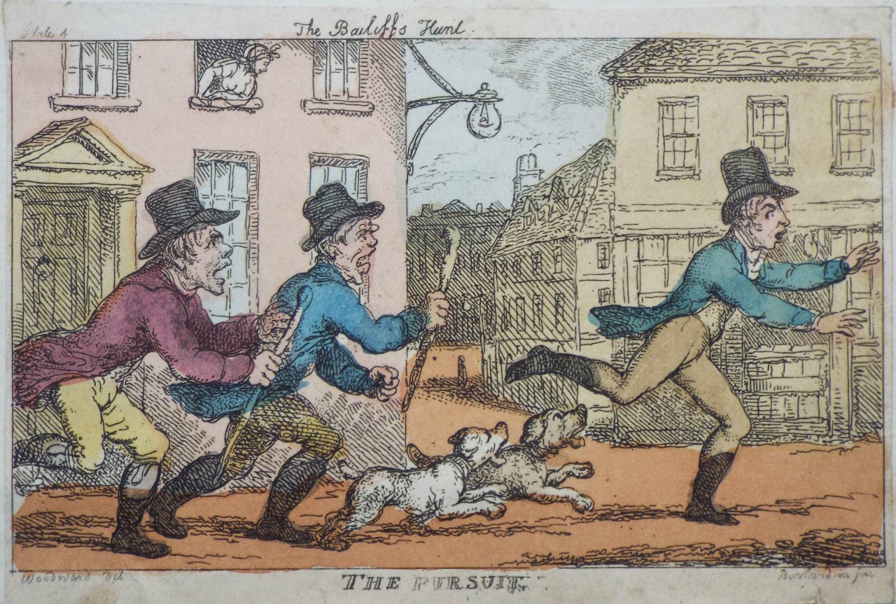 Etching - The Bailiff's Hunt. 4. The Pursuit. - Rowlandson