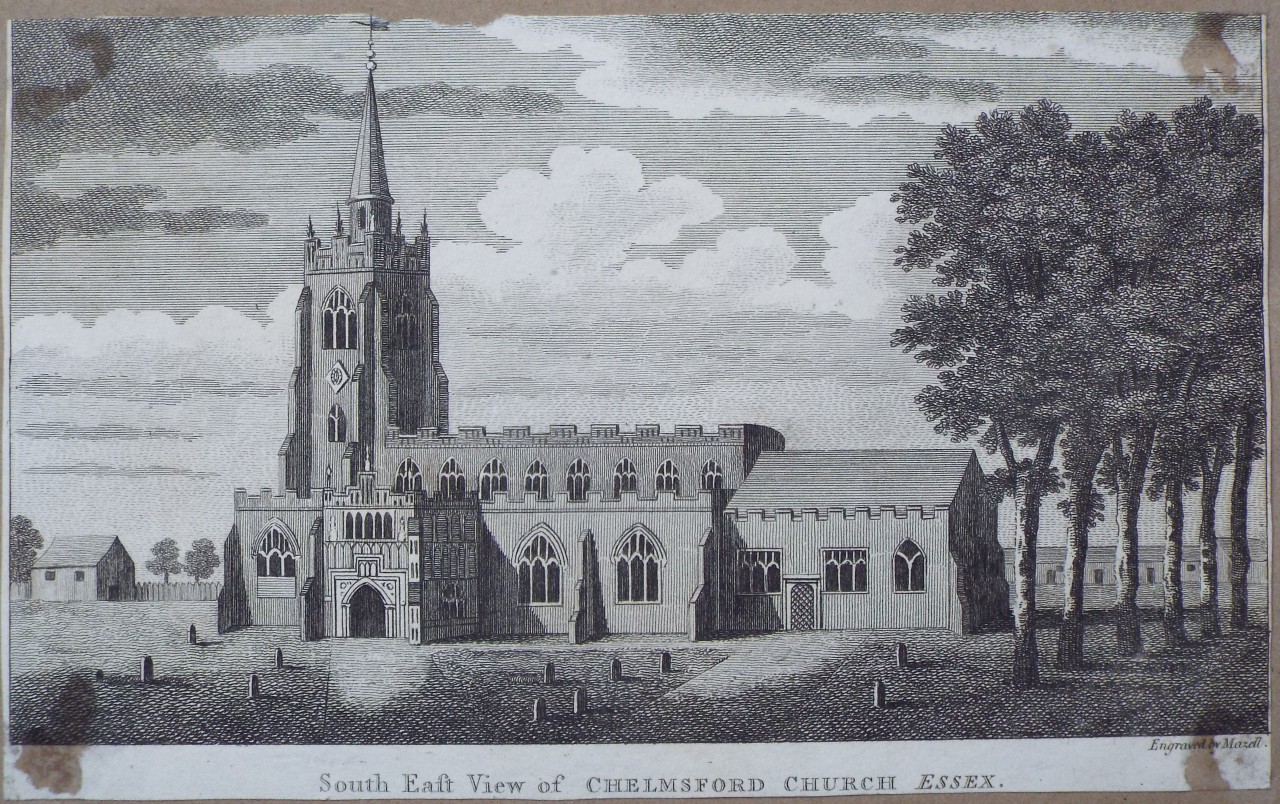 Print - South East View of Chelmsford Church Essex. - 