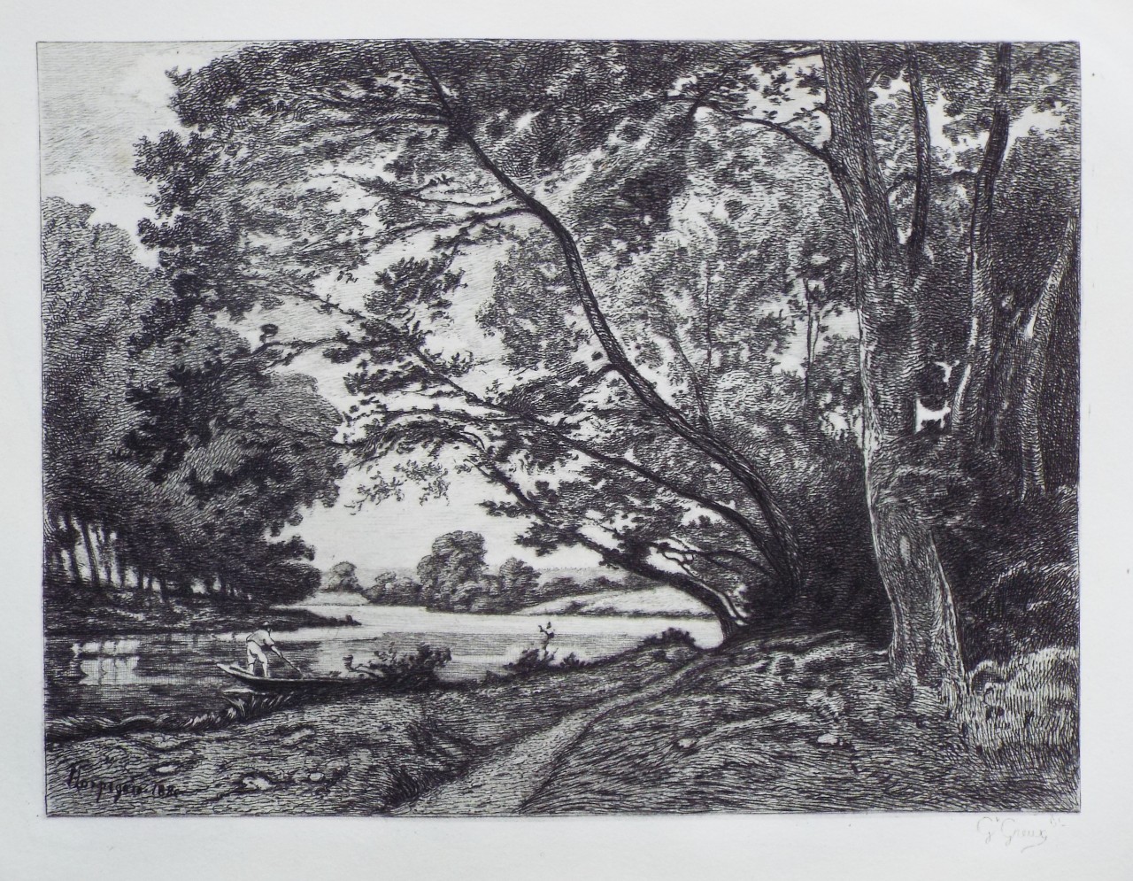Etching - The Seine Near the Bois de Boulogne - Greux