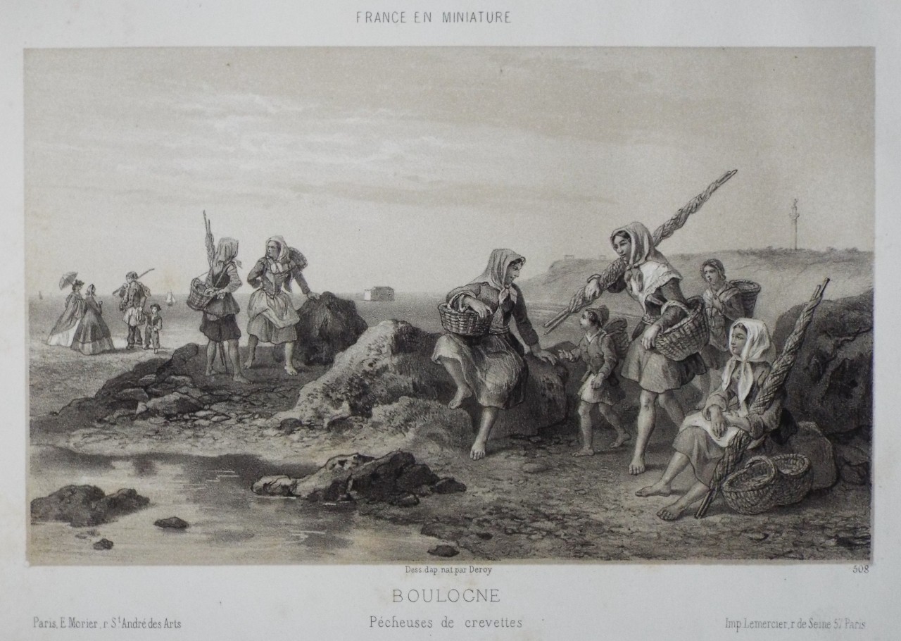 Lithograph - Boulogne Pecheuses de crevettes - 