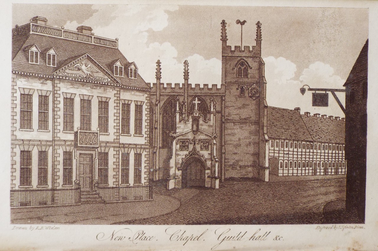 Aquatint - New Place, Chapet, Guild hall &c. - Eginton