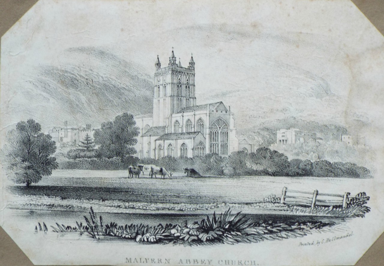 Lithograph - Malvern Abbey Church.