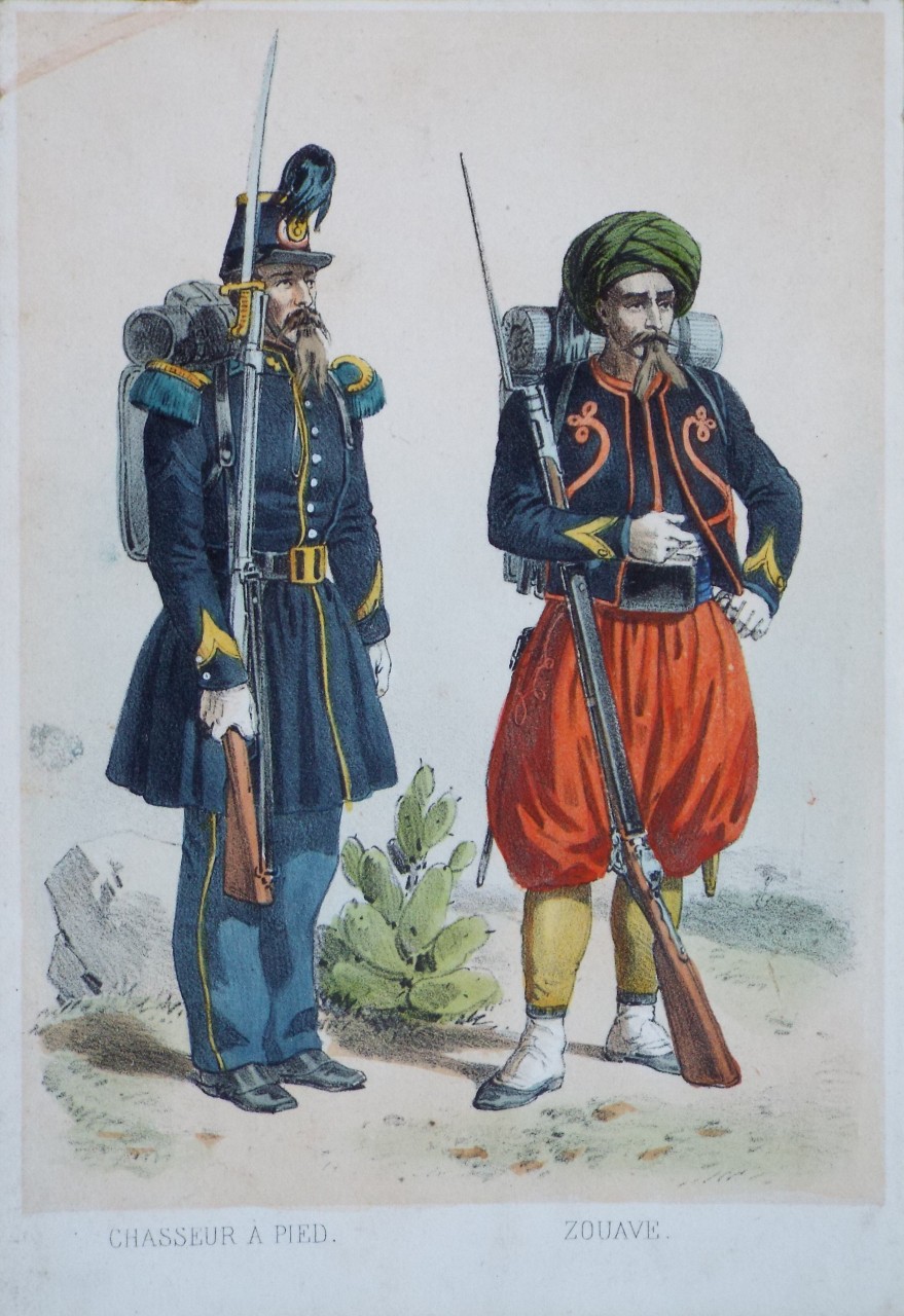 Lithograph - Chasseur a Pied. Zouave.