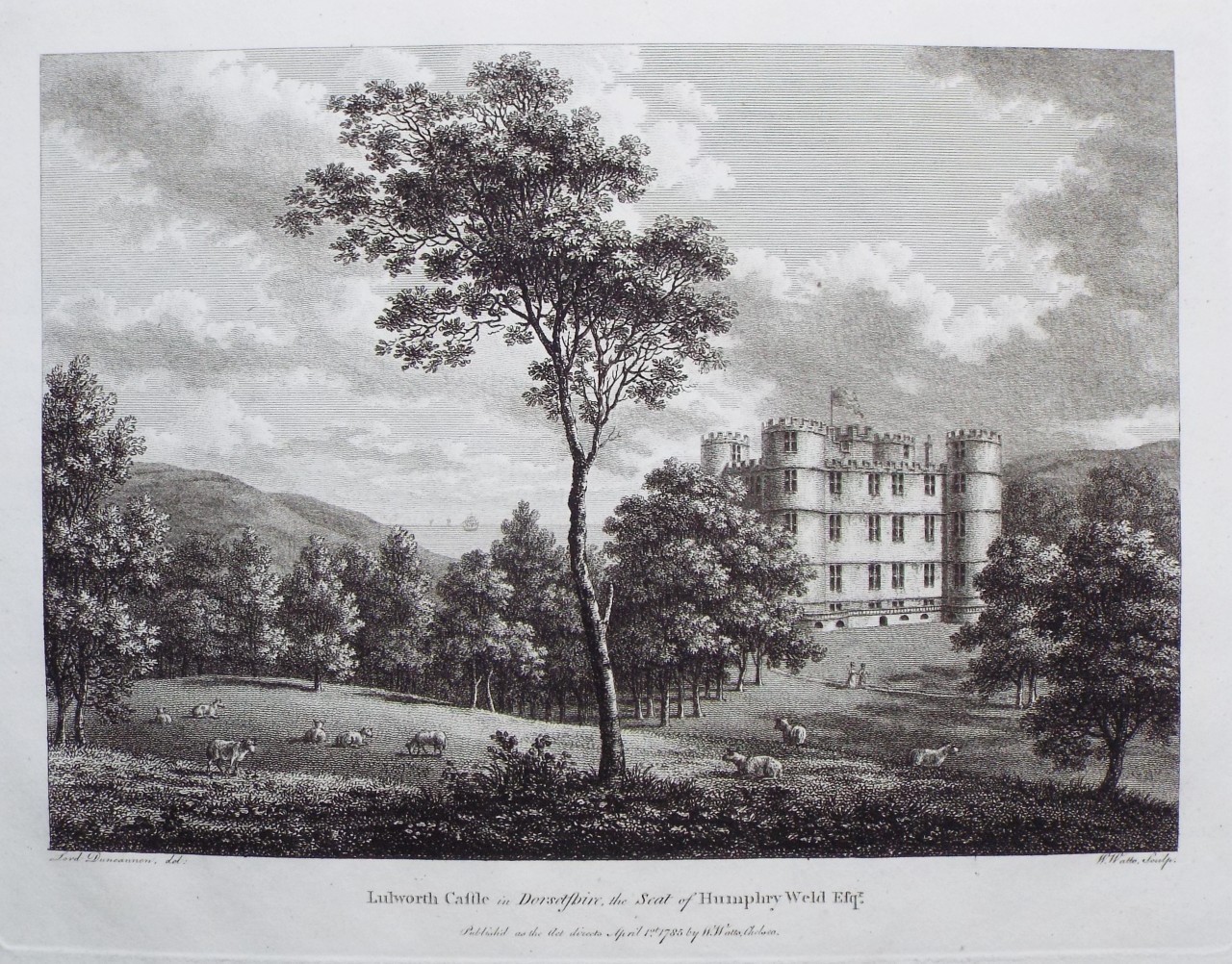 Print - Lulworth Castle in Dorsetshire, the Seat of Humphry Weld. - Watts