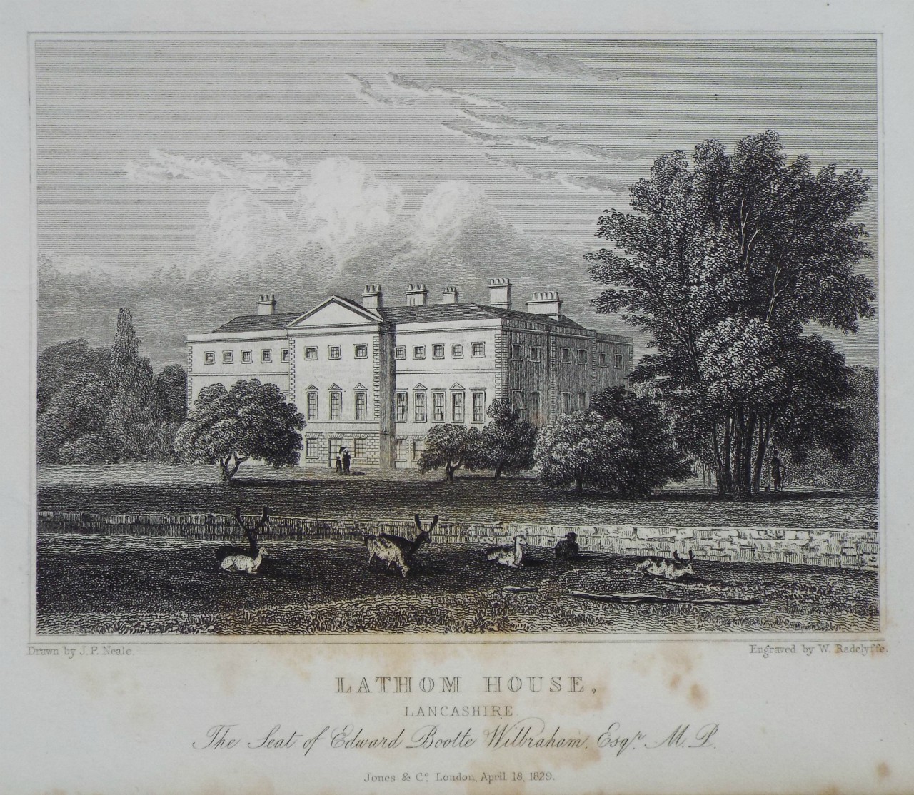 Print - Lathom House, Lancashire. The Seat of Edward Bootle Wilbraham, Esqr. M.P. - Radclyffe