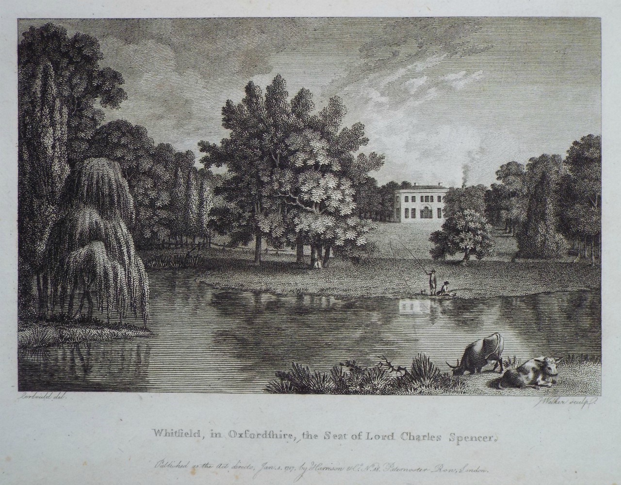 Print - Whitfield, in Oxfordshire, the Seat of Lord Charles Spencer. - 