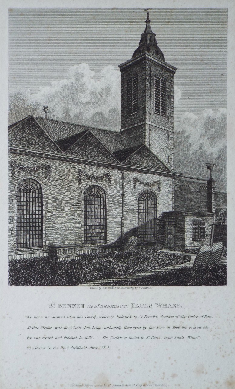 Print - St. Bennet (ie St. Benedict) Pauls Wharf. - White