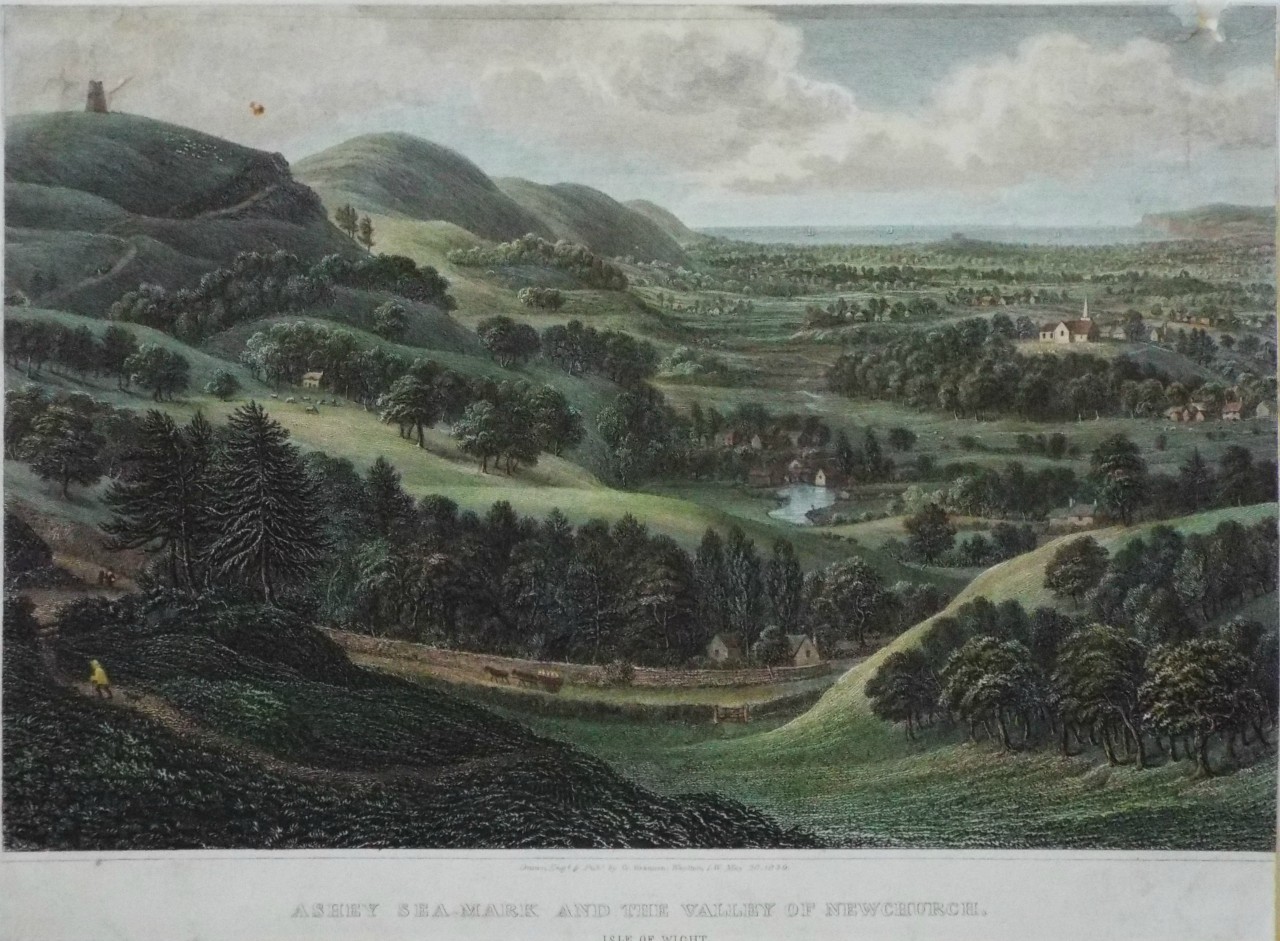 Print - Ashey Sea-Mark and the Valley of Newchurch. Isle of Wight. - Brannon