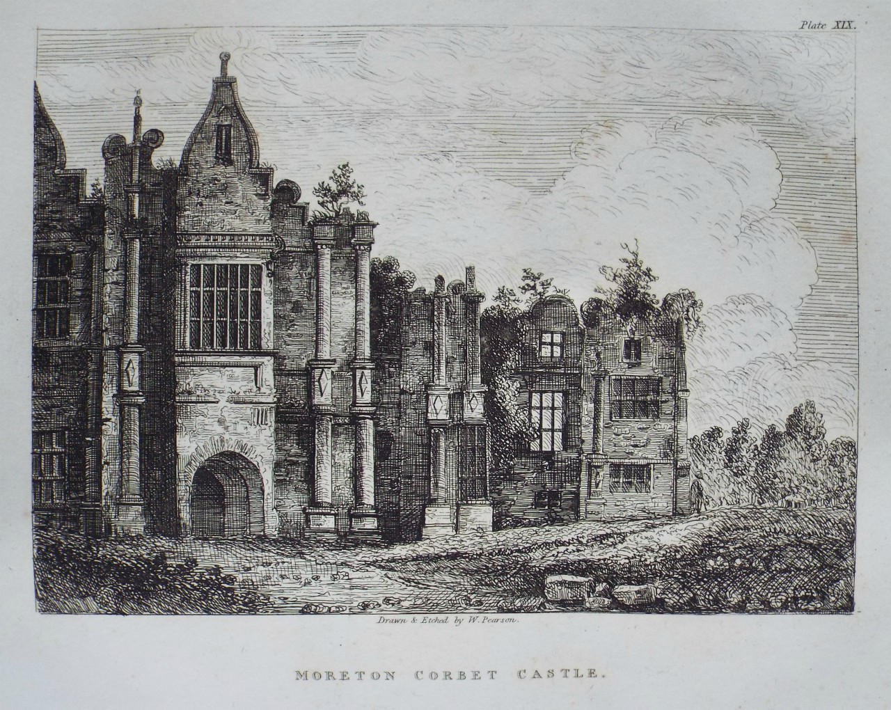 Etching - Moreton Corbet Castle. - Pearson
