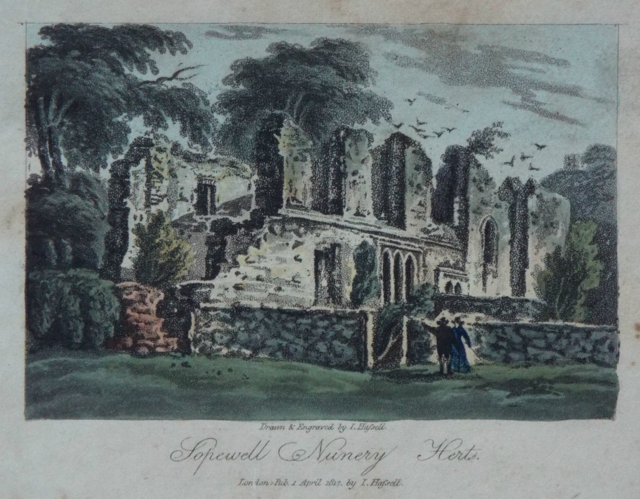 Aquatint - Sopewell Nunnery Herts. - Hassel