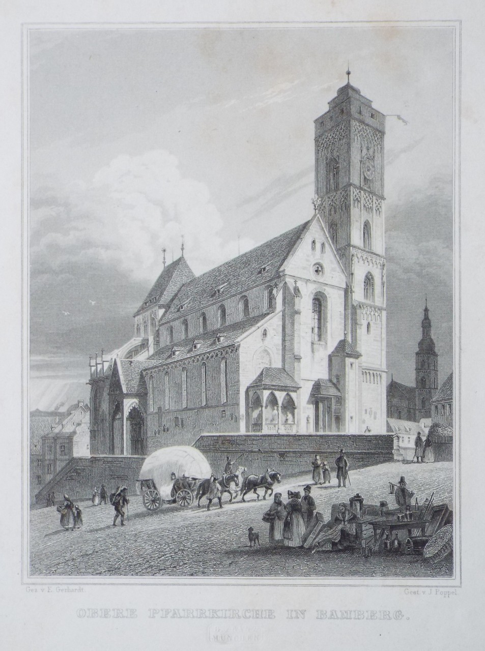 Print - Obere Pfarrkirche in Bamberg. - Poppel