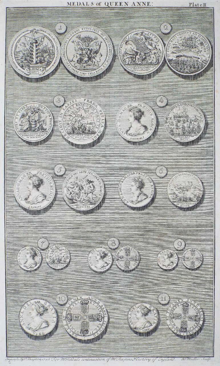 Print - Medals of Queen Anne. Plate II - Muller