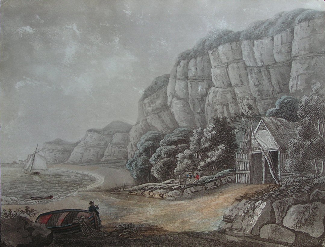 Aquatint - View of Dunnose from the Cliff near Shanklin in Sandown Bay, Isle of Wight - Jukes