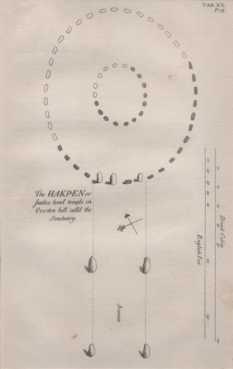 Print - The Hakpen or snakes head temple on Overton hill calld the Sanctuary