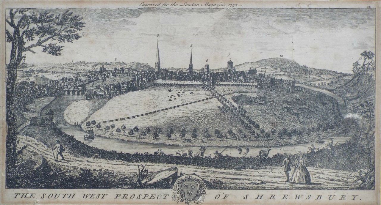 Print - The South West Prospect of Shrewsbury.