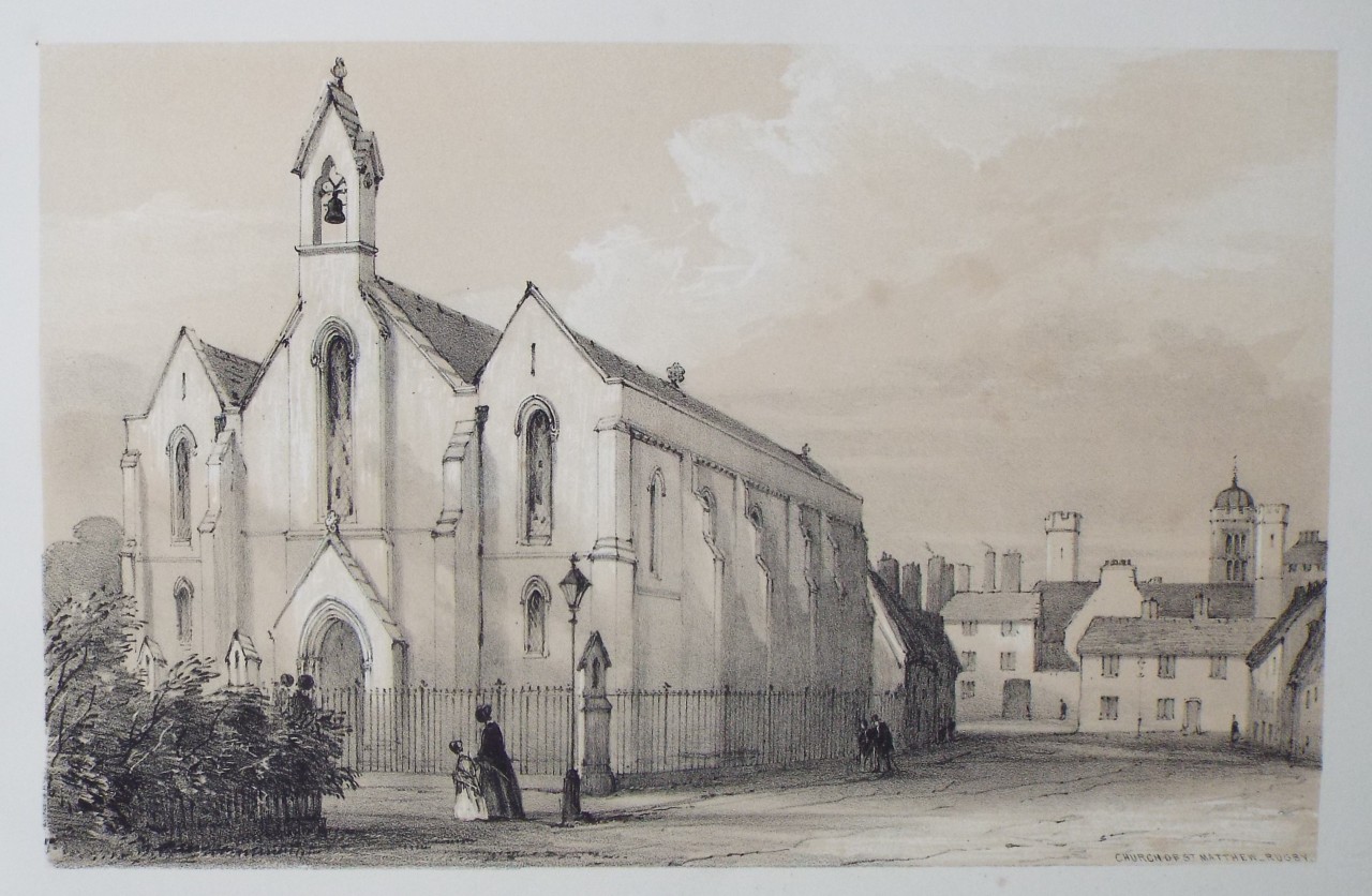 Lithograph - Church of St. Matthew, Rugby. - Radclyffe