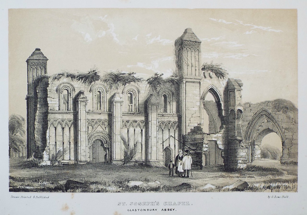 Lithograph - St. Joseph's Chapel. Glastonbury Abbey. - Rowe