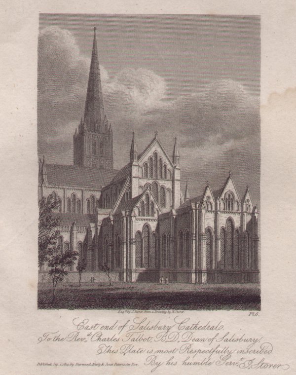 Print - East End of Salisbury Cathedral etc etc - Storer