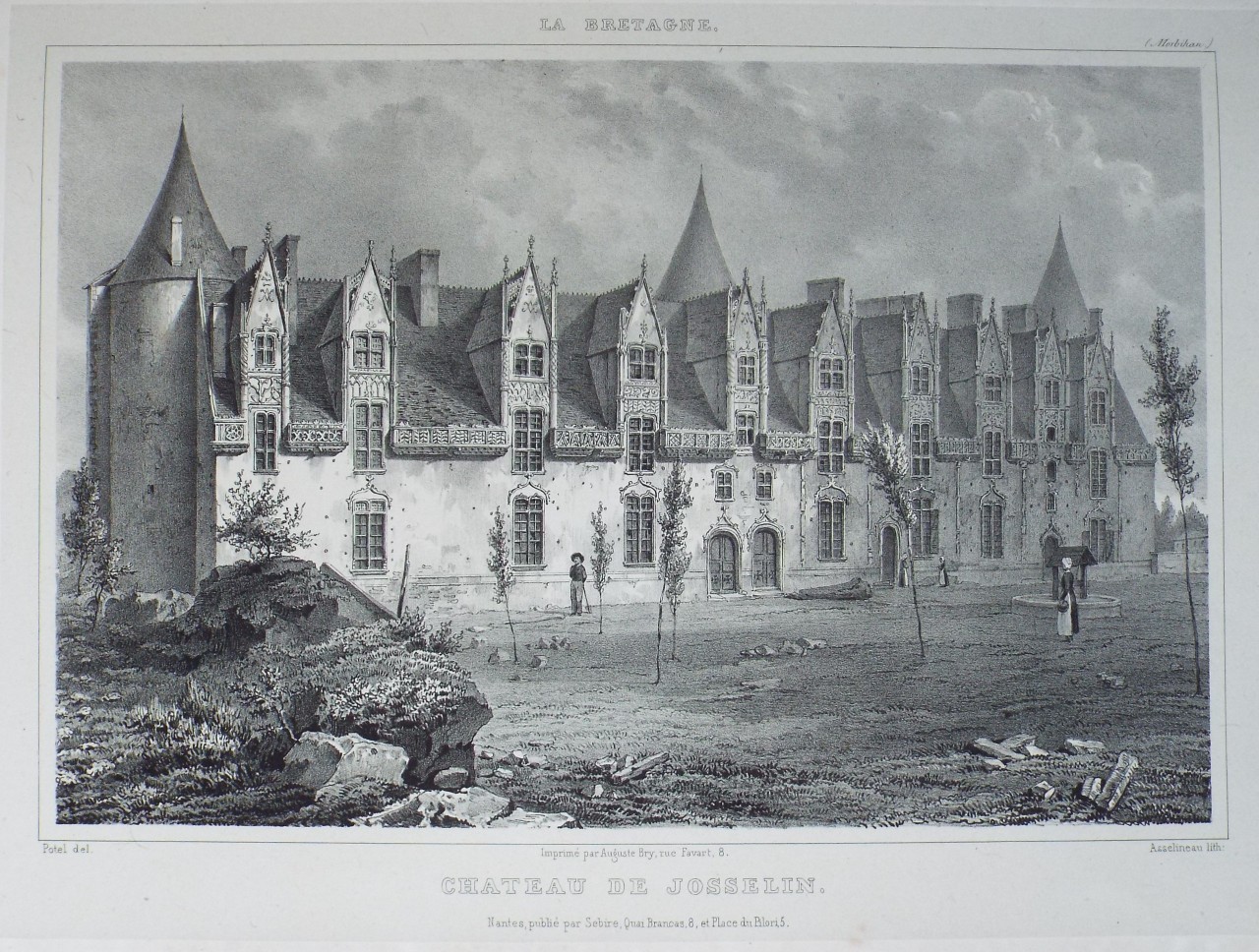 Lithograph - Chateau de Josselin.
