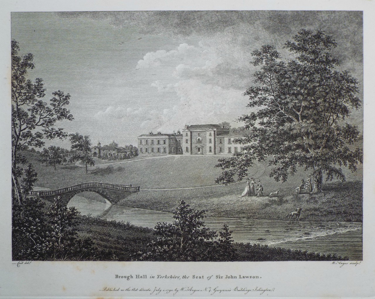 Print - Brough Hall in Yorkshire, the Seat of Sir John Lawson. - Angus