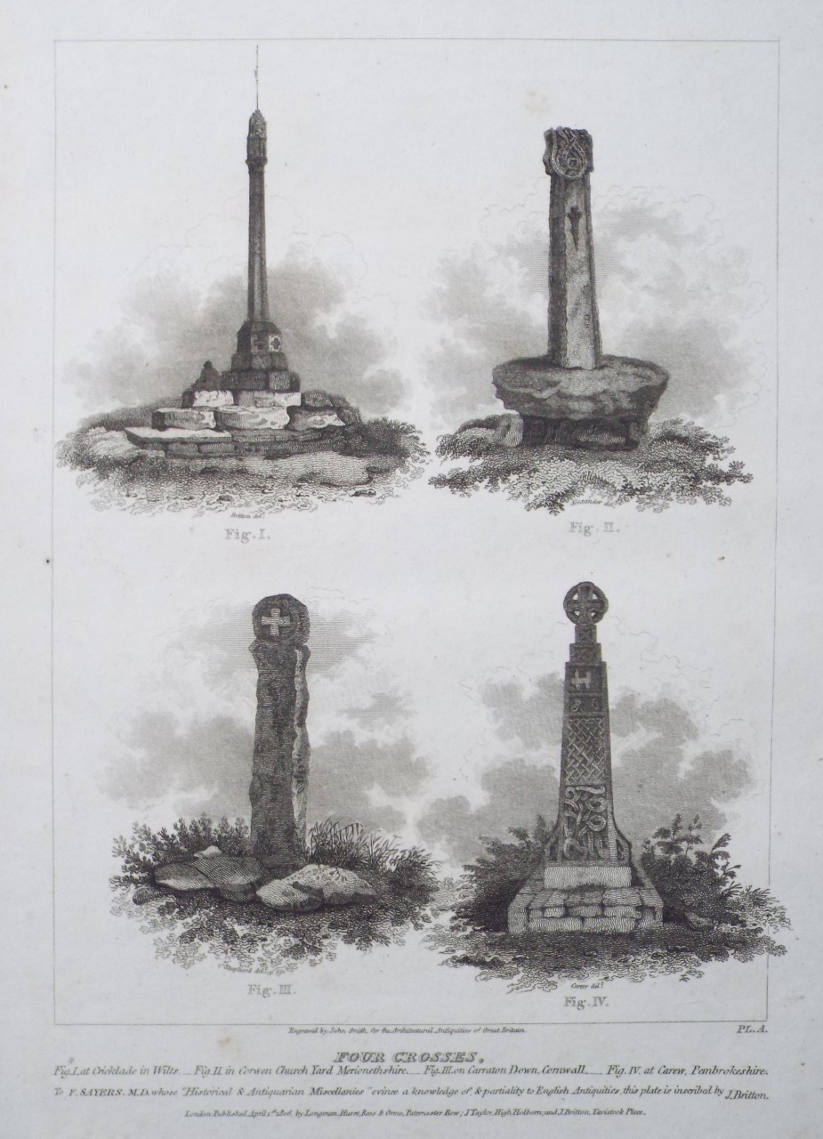 Print - Four Crosses. Fig.I at Cricklade in Wilts - Smith