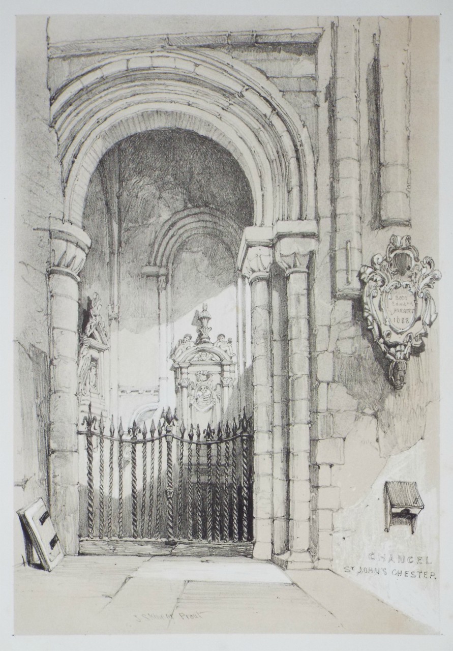 Lithograph - Chancel of St. John's Chester - Prout