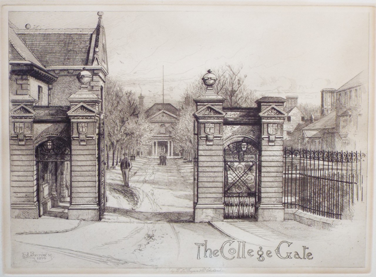 Etching - The College Gate. - Burrow