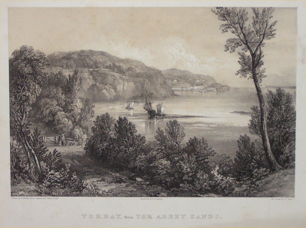Lithograph - Torbay from Tor Abbey Sands - Gauci