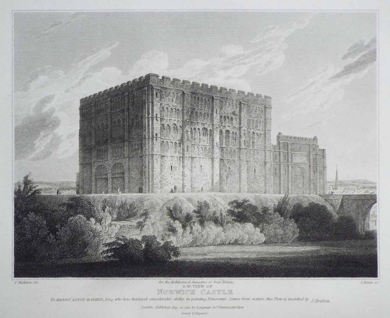 Print - S. W. View of Norwich Castle - Rawle