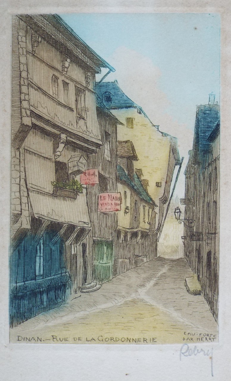 Etching - Dinan. Rue de la Cordonnerie.