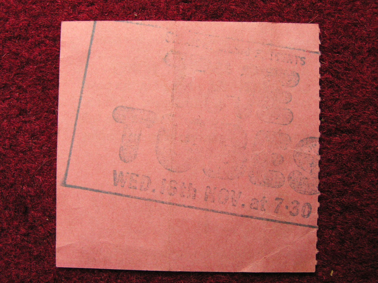 Ticket Stub - The Tubes Hammersmith Odeon Wed 16/11/77