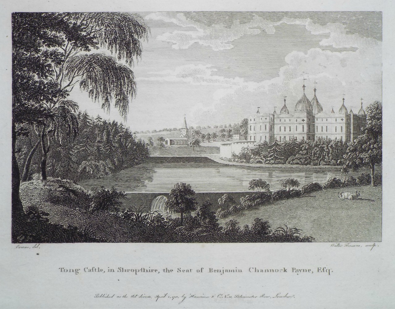 Print - Tong Castle, in Shropshire, the Seat of Benjamin Channock Payne, Esq. - Thomas