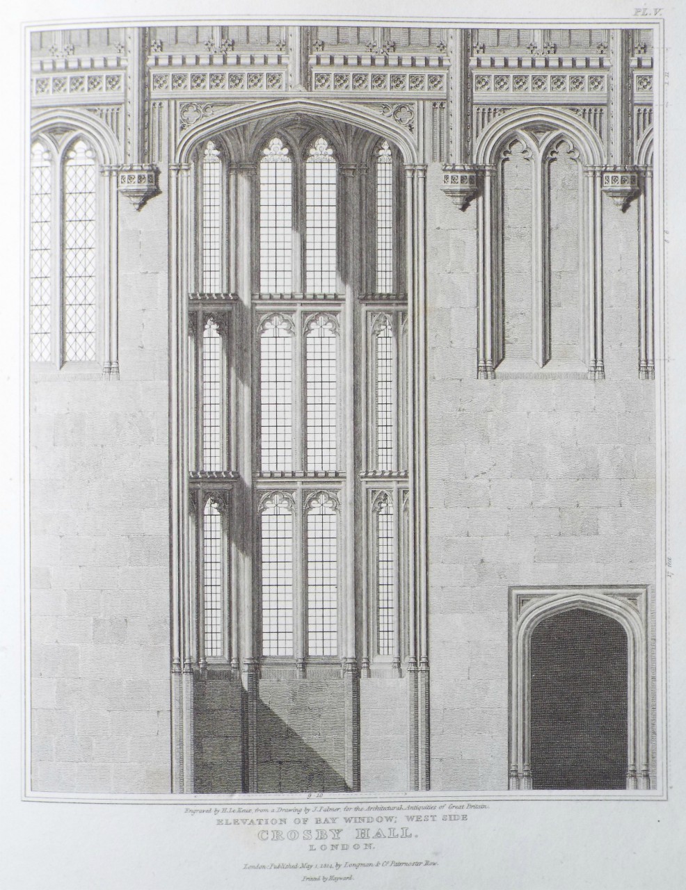 Print - Elevation of Bay Window: West Side Crosby Hall, London. - Le