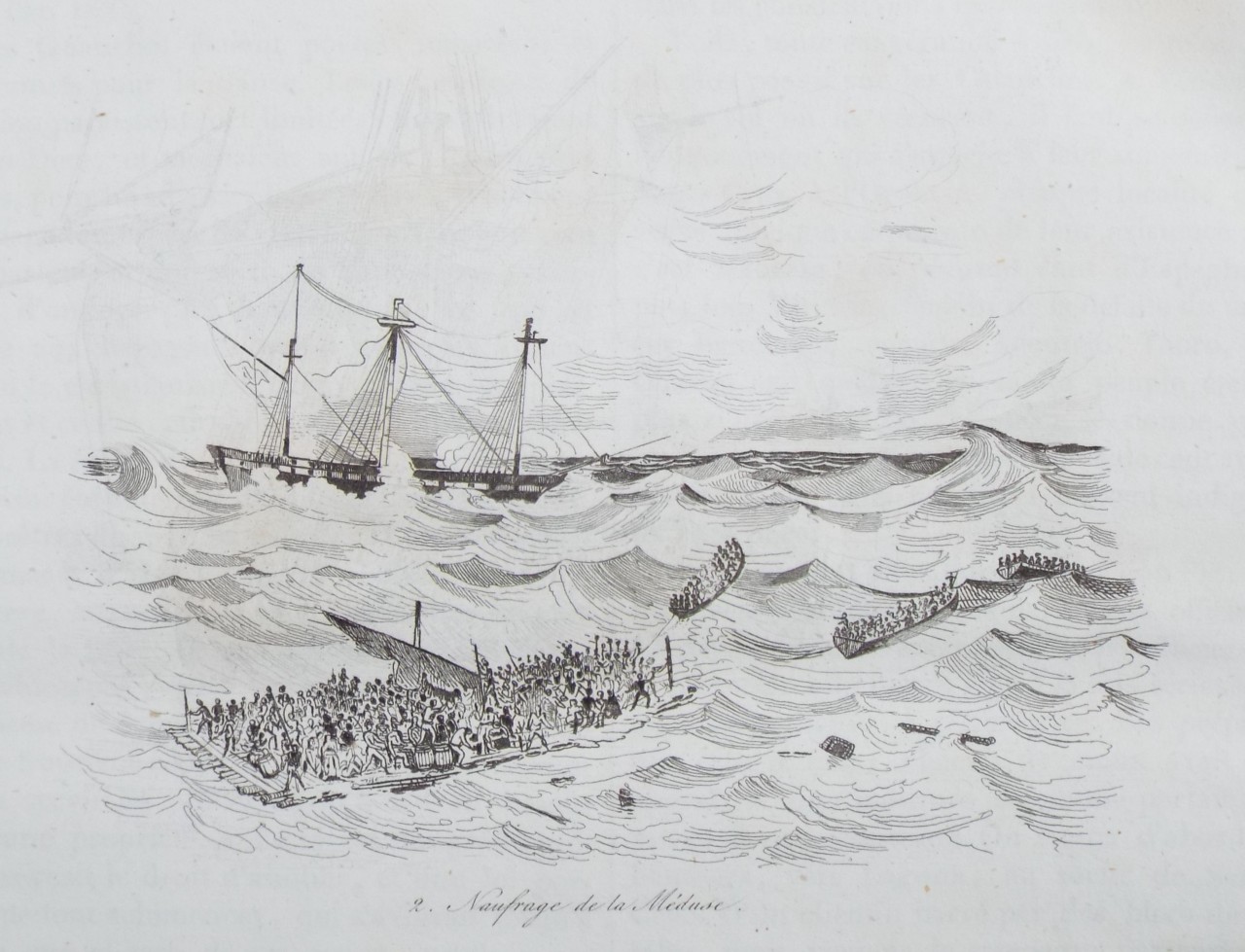 Etching - Naufrage de la Meduse. - Sainson