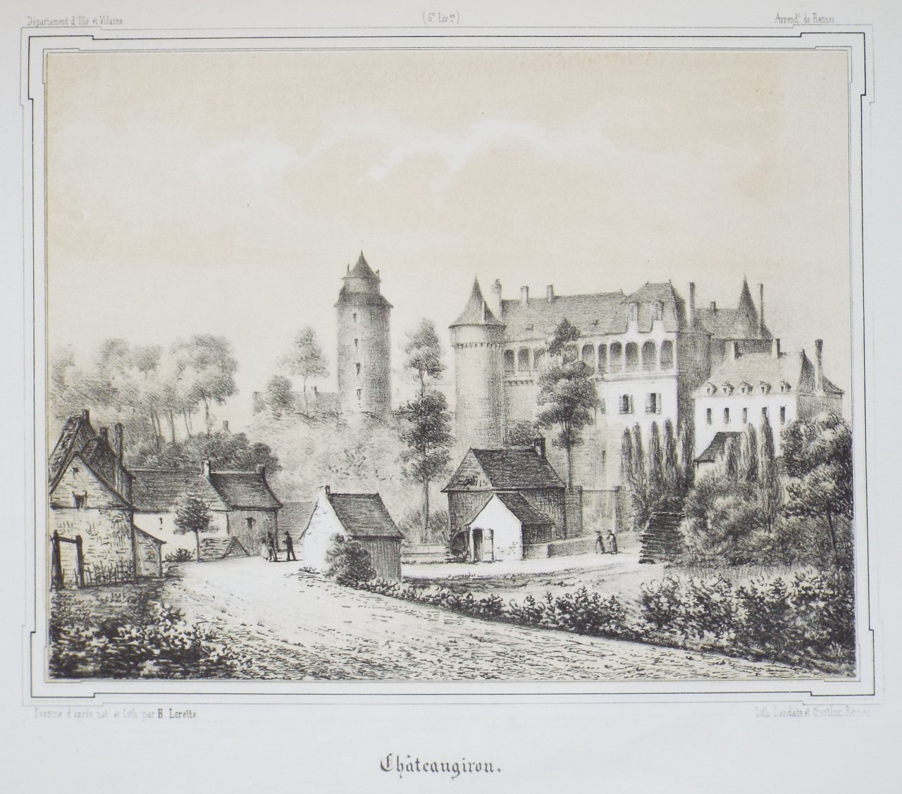 Lithograph - Chateaugiron. - Lorette